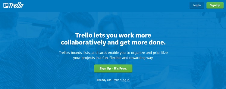 Trello uses a contrasting color for their CTA