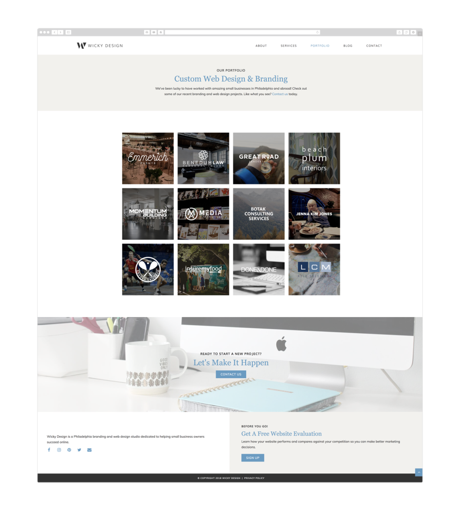 Branding and custom WordPress website portfolio