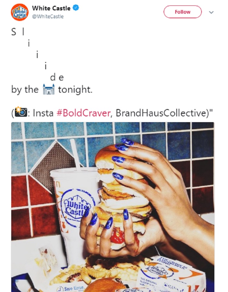 White Castle uses #BoldCraver to brand their business.