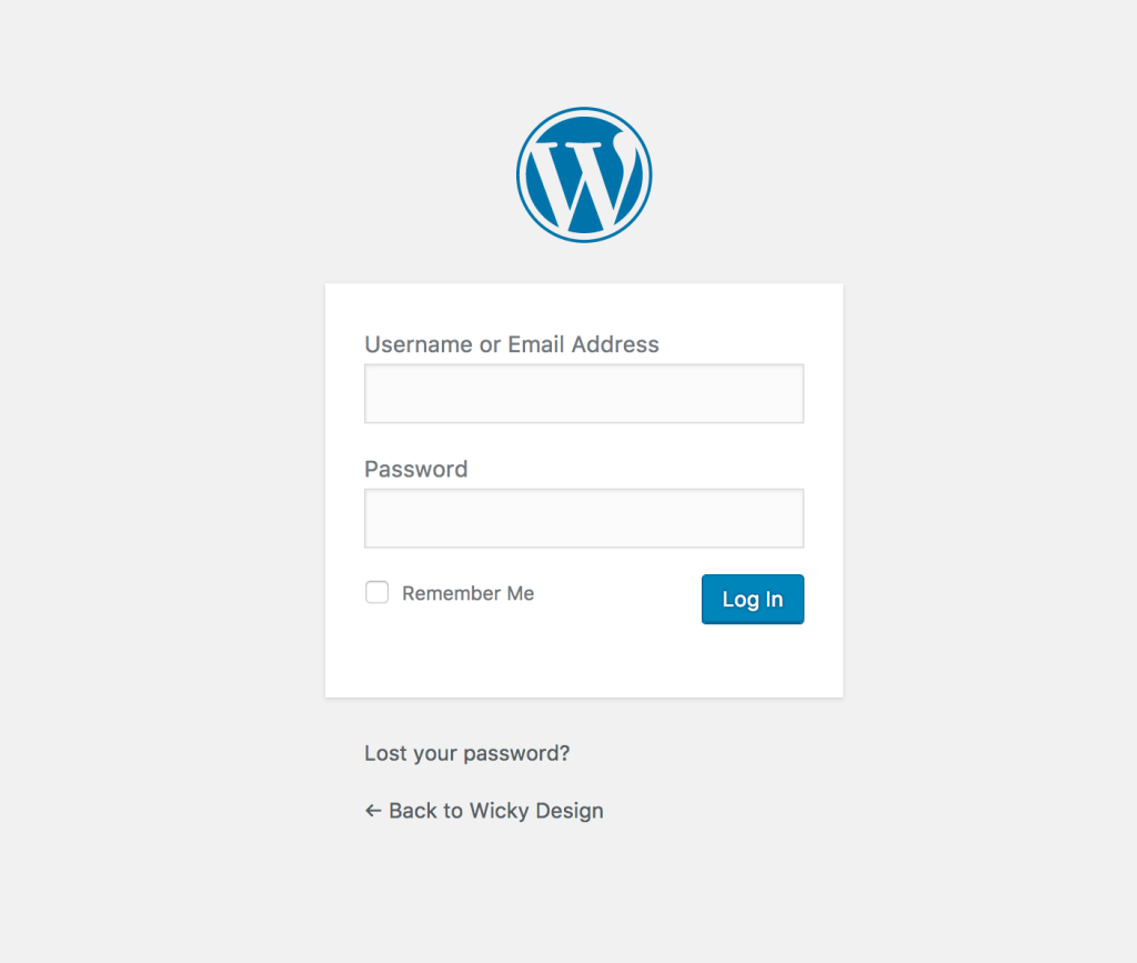 WordPress dashboard login
