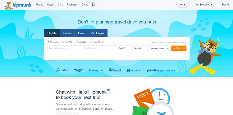 Hipmunk website layout