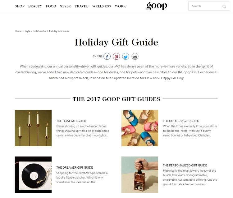 Goop holiday gift guide