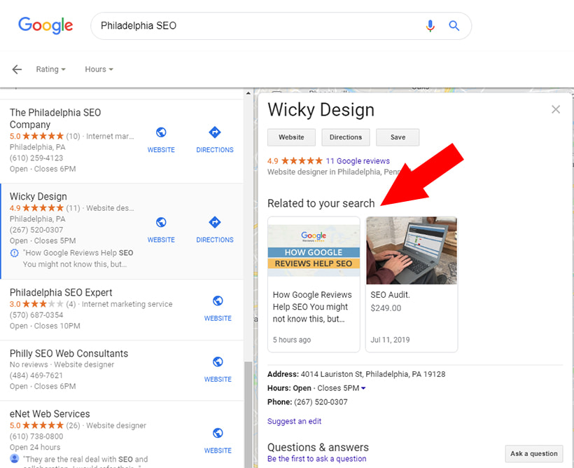 Wicky Design SEO results