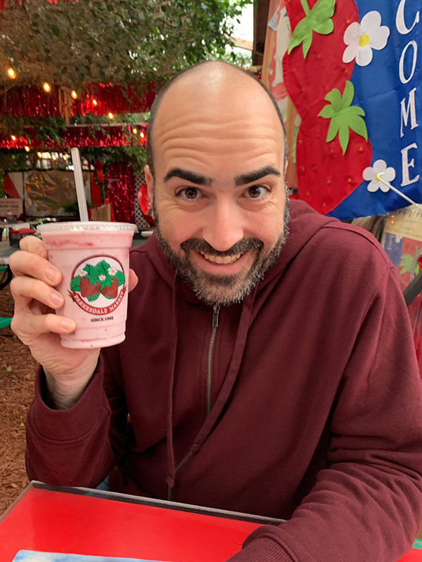 Mark enjoying a Parkesdale Farm milkshake