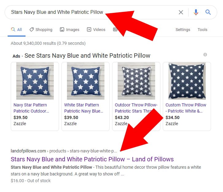 Star Navy Blue and White Patriotic Pillow