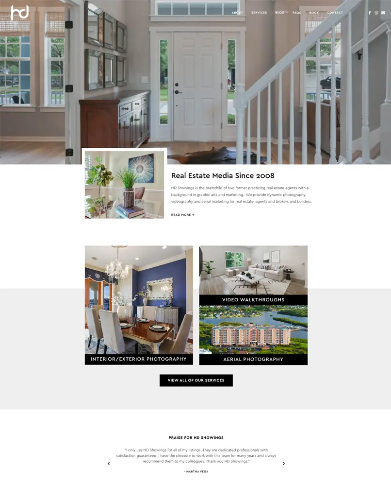 HD Showings wordpress website redesign