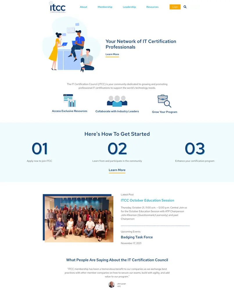 ITCC website design by Wicky Design in Philadelphia