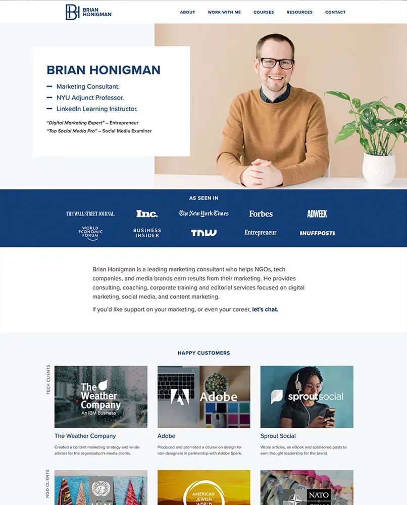 wordpress website design for Brian Honigman for Wicky Design