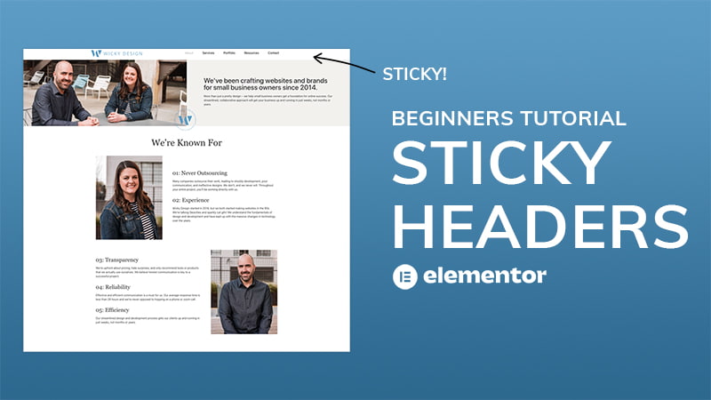 Sticky Header in Elementor Pro