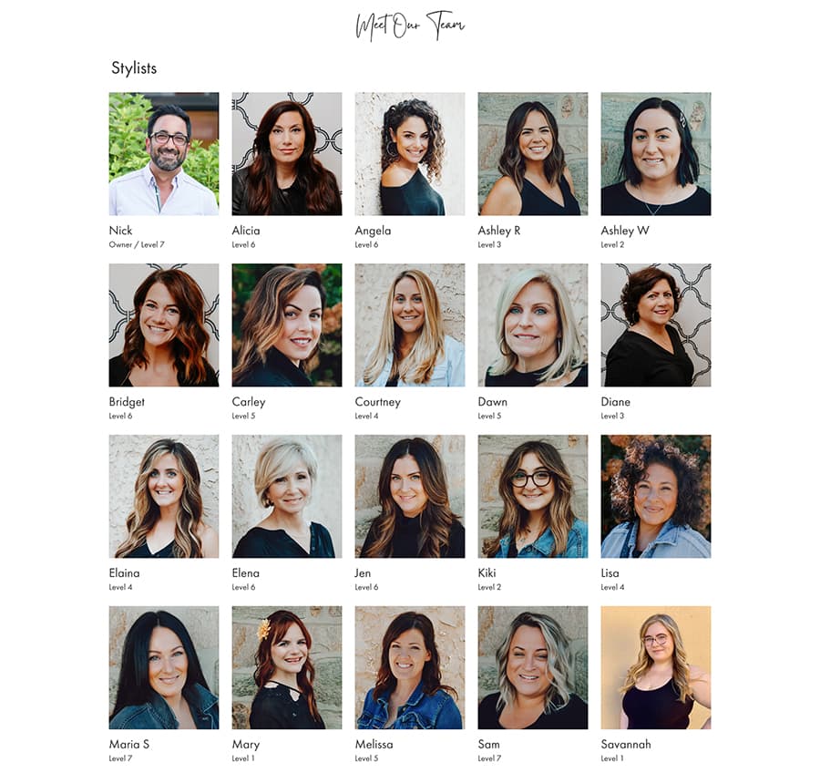 staff headshots NS Salon Spa website