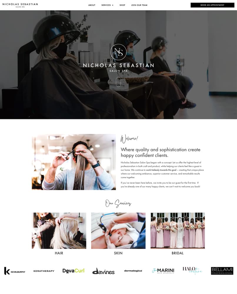 wordpress website design for NS Salon by Wicky Design in Philadelphia