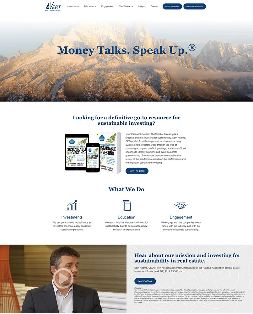 Vert Asset Management wordpress website design by Wicky Design