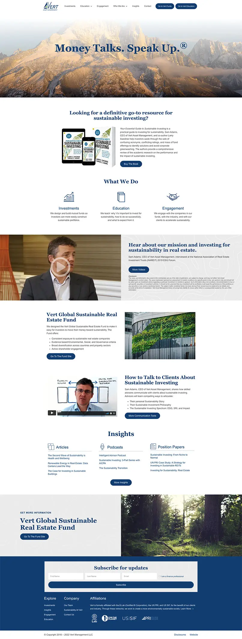 Vert Asset Management website by Wicky design