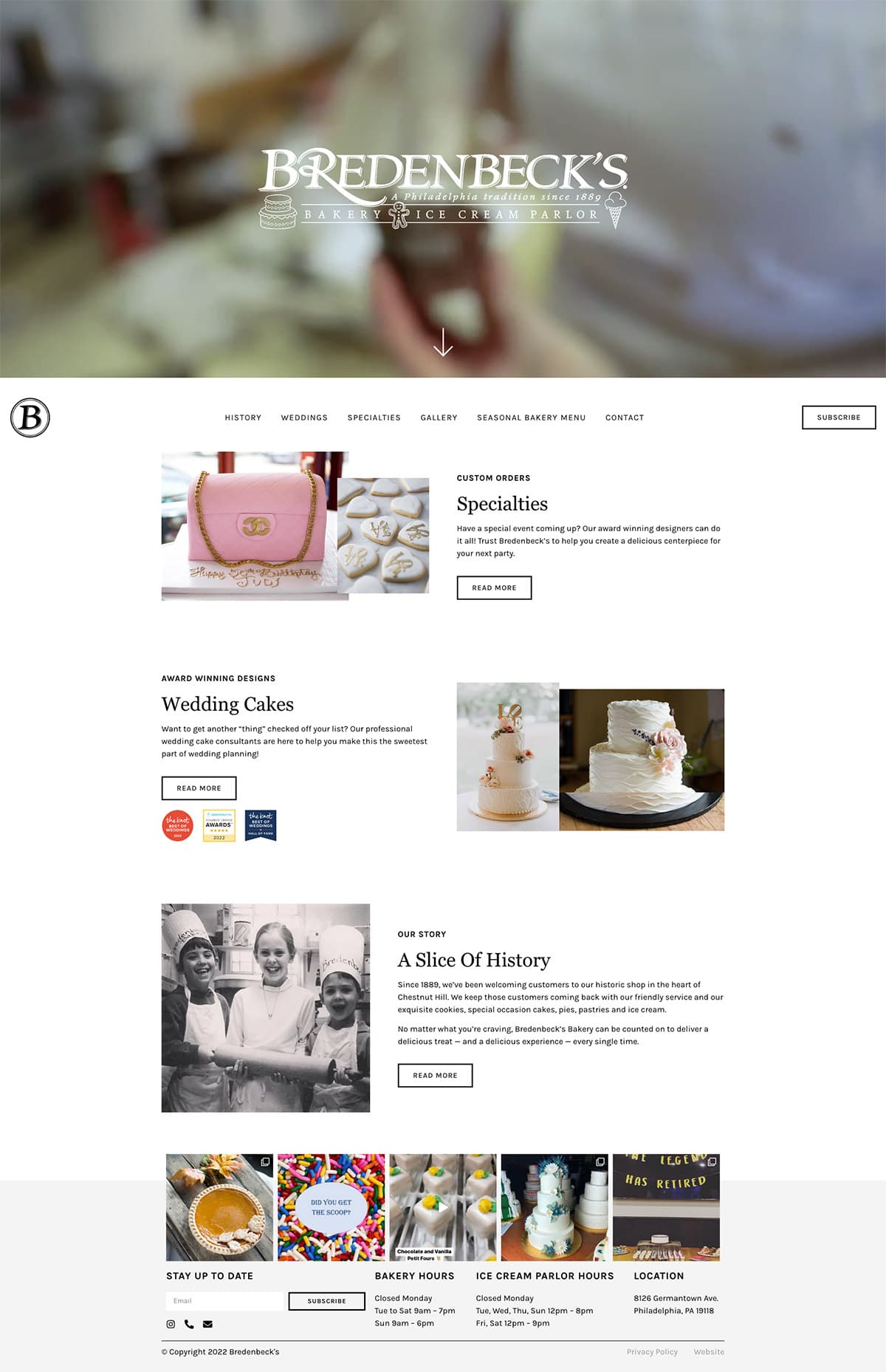 Bredenbeck's full home page redesign by Wicky Design in Philadelphia