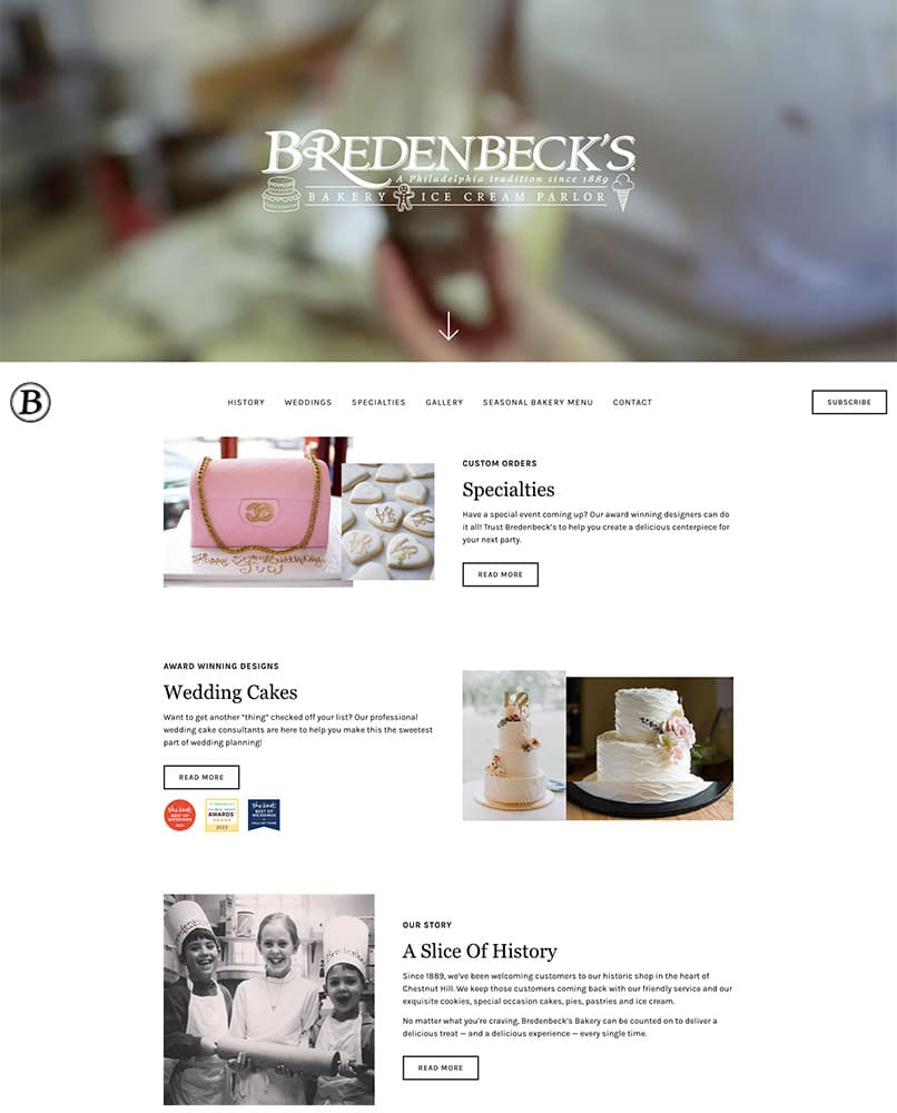 Bredenbeck's Bakery wordpress website design by Wicky Design in Philadelphia