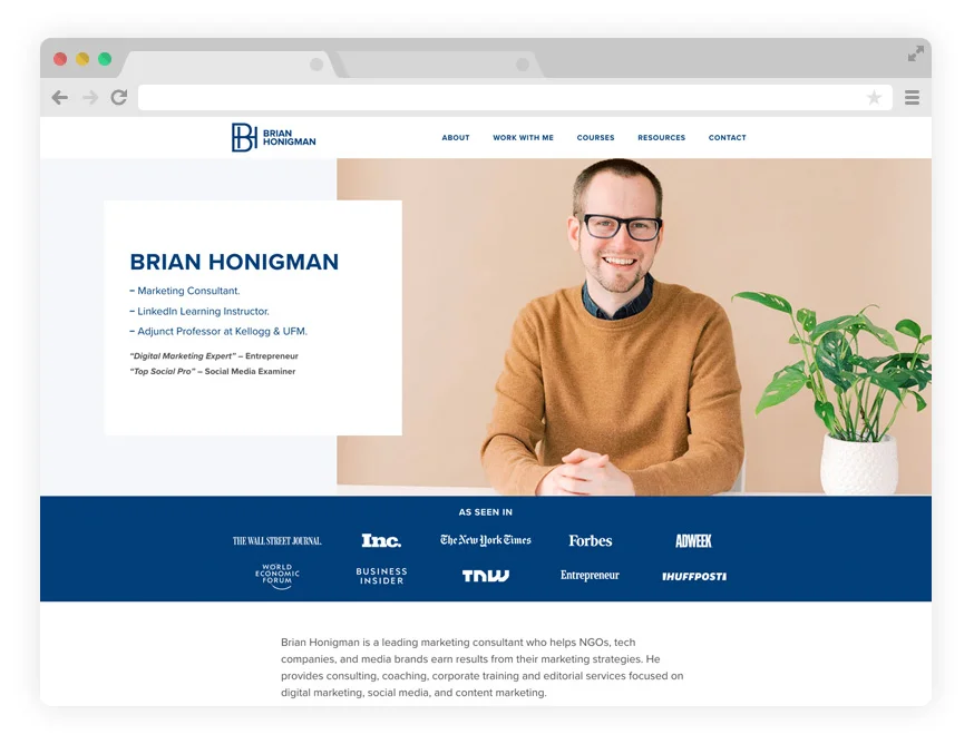 website design for marketing consultant Brian Honigman by Wicky Design