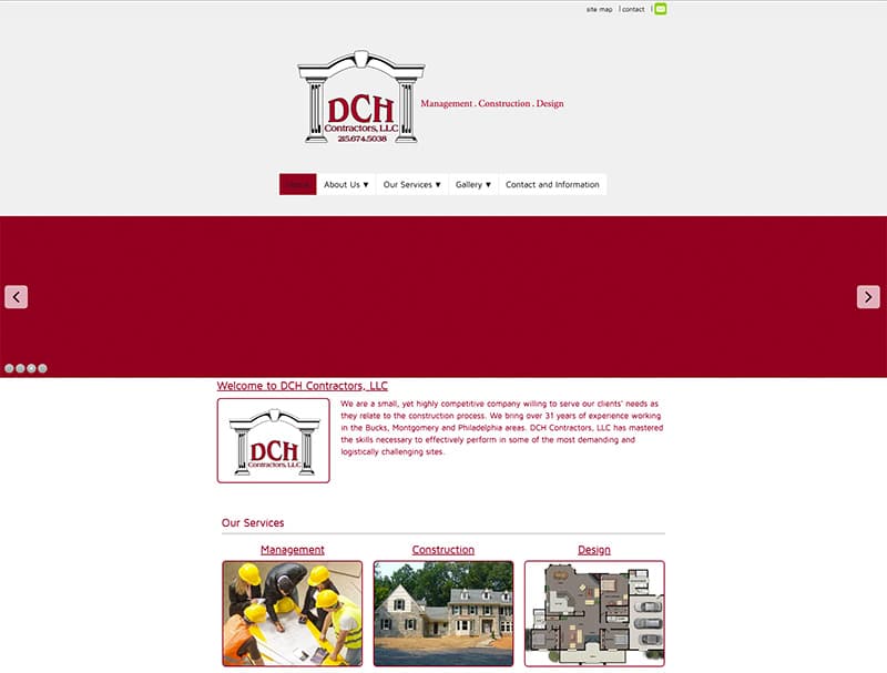 DCH Contractors web design before our redesign
