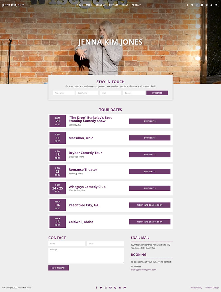 Atlanta comedian Jenna Kim Jones website design by Wicky Design