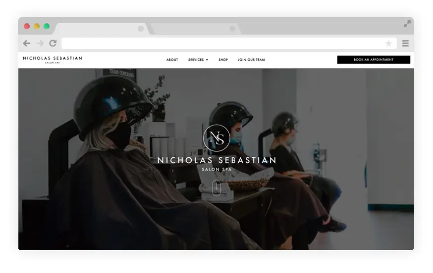 web design and branding for NS Salon by Wicky Design in Philadlephia