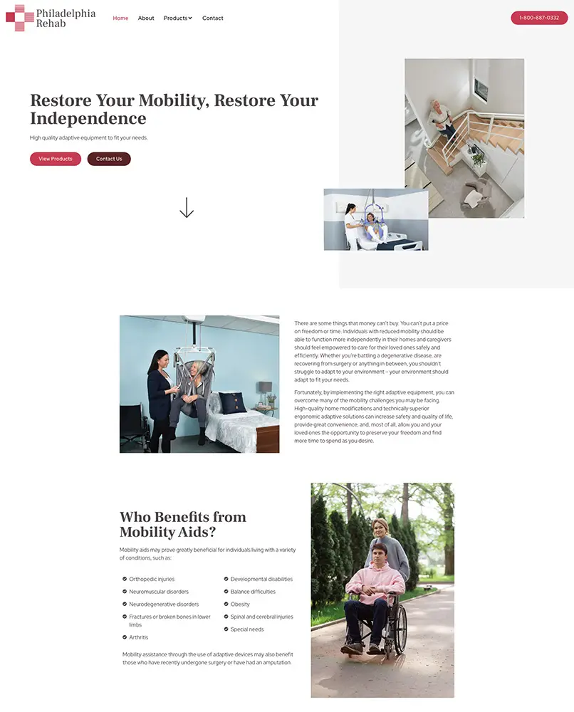 Philadelphia Rehab WordPress design by Wicky Design