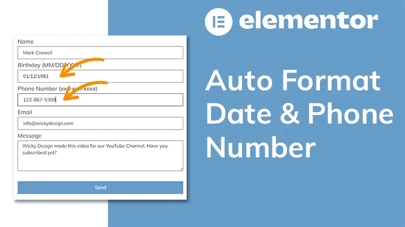 Auto Format Date & Phone Number (Elementor Pro)