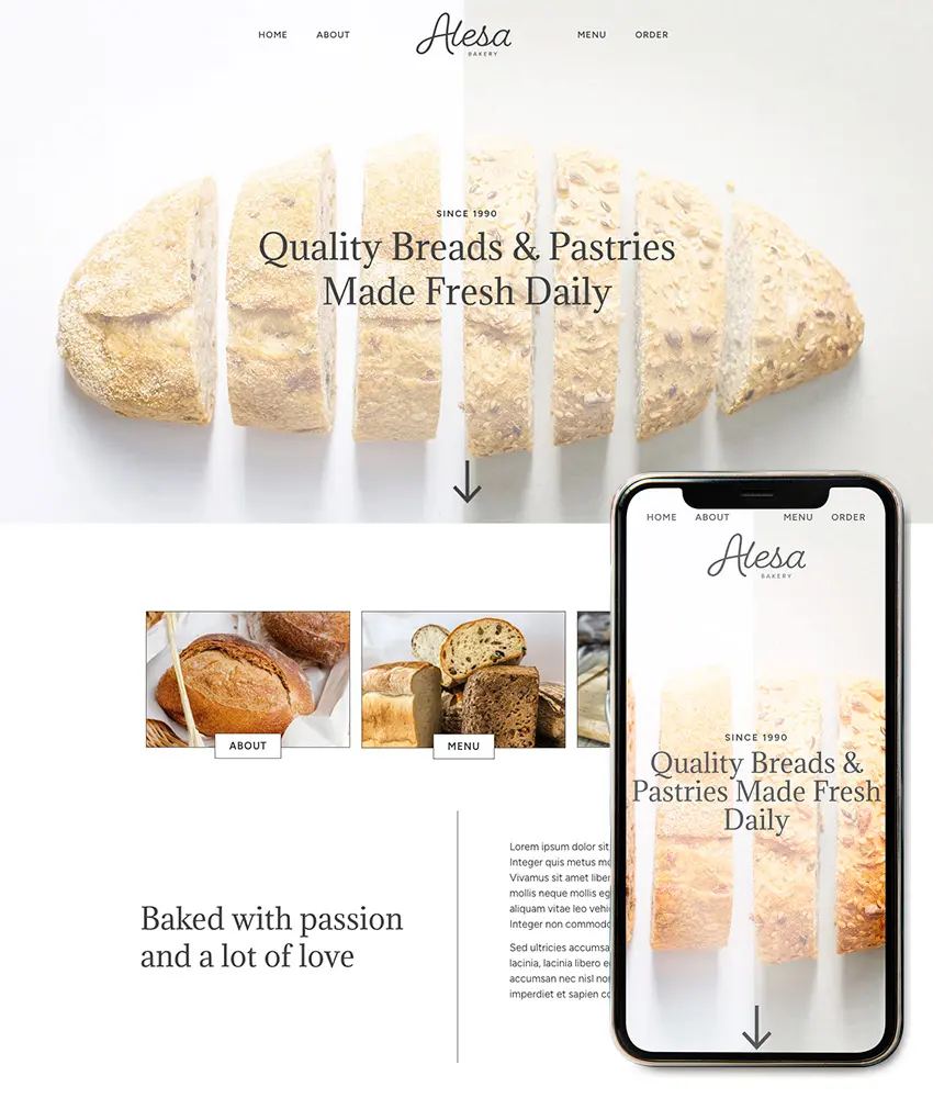 Alesa WordPress Elementor template for bakery