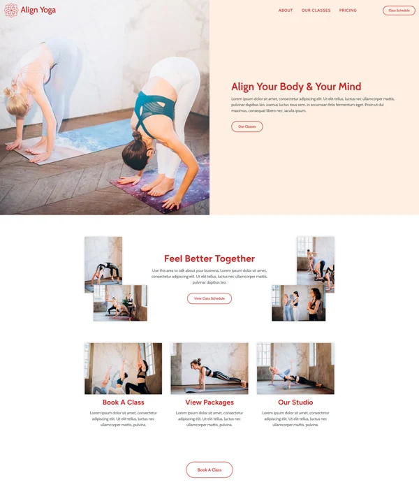 Align Yoga Elementor website