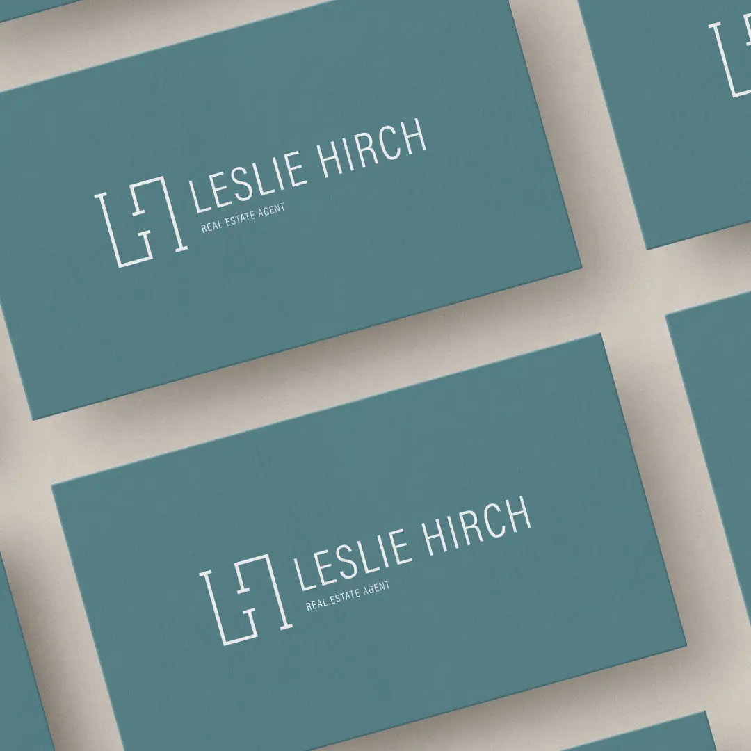 business card mockup for Leslie Hirch Real Estate designed by wicky Design in New Jersey